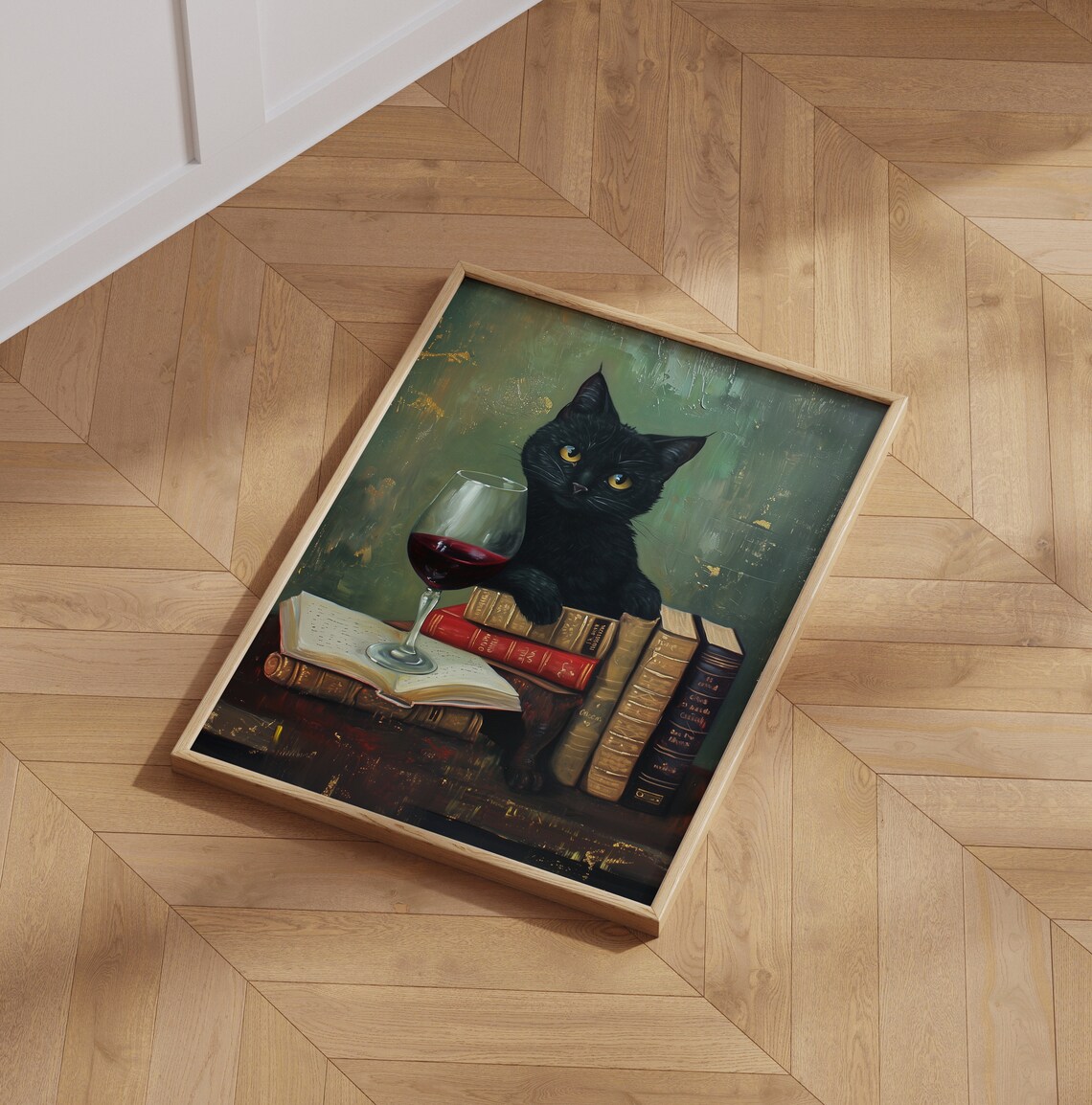 Black Cat Drinking Wine, Trendy Bar Poster - Image 6