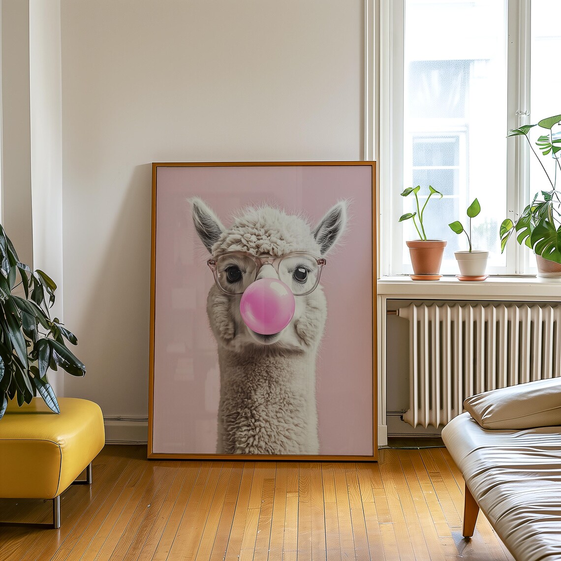 Llama Wall Art, Funny Alpaca With Glasses - Image 5