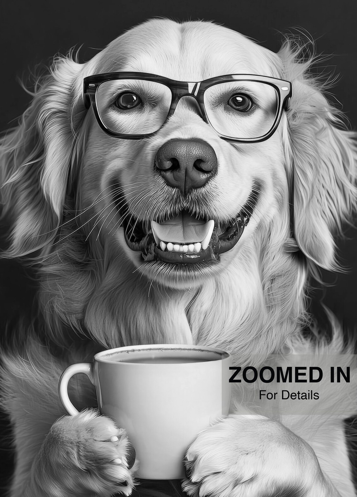 Golden Retriever Drinking Coffee, Funny Dog Print - Image 5