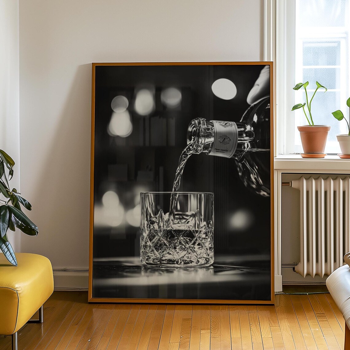 Whiskey Pour Art Print, Vintage Bar Cart Decor