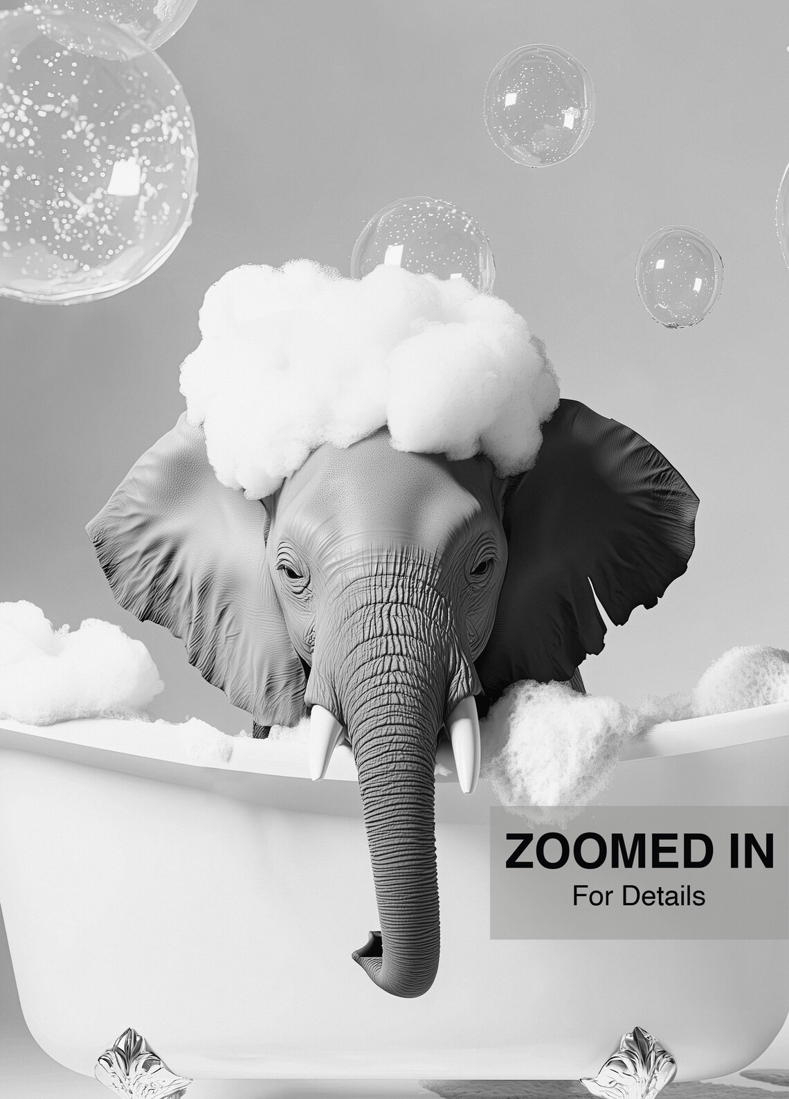 Cute Elephant In A Tub Bathroom Funny Art Print - Image 5