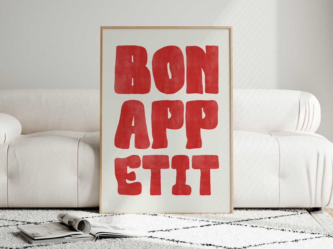 Bon Appetit, Mid-Century Typography Kitchen Art - Image 4