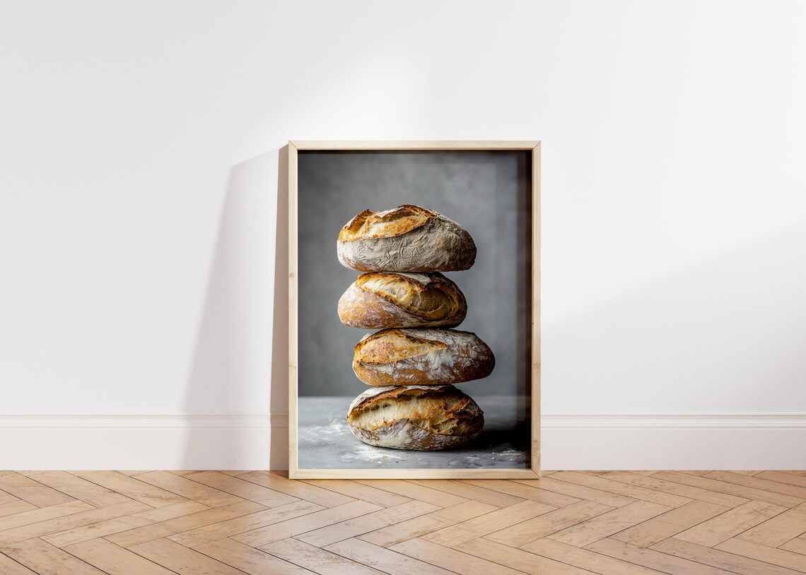 Sourdough Bread Print, Rustic Vintage Kitchen Decor - Image 3