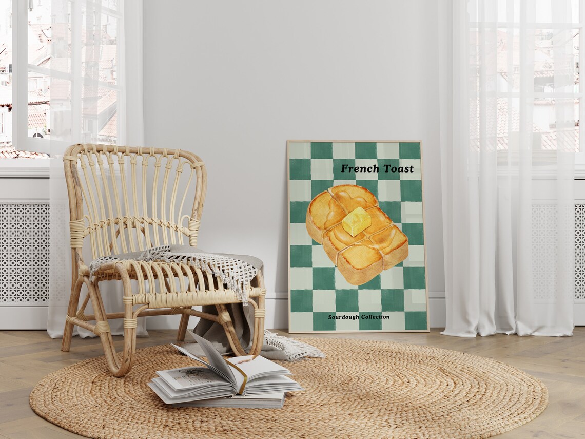 Toast Breakfast Poster Print, Minimalist Kitchen Art - Image 3