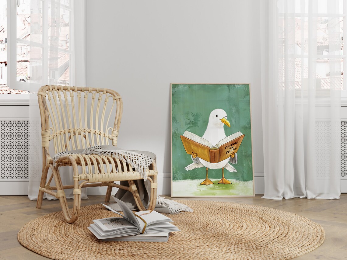 Cheeky Seagull Toilet Humor Sign, Bird Art - Image 2