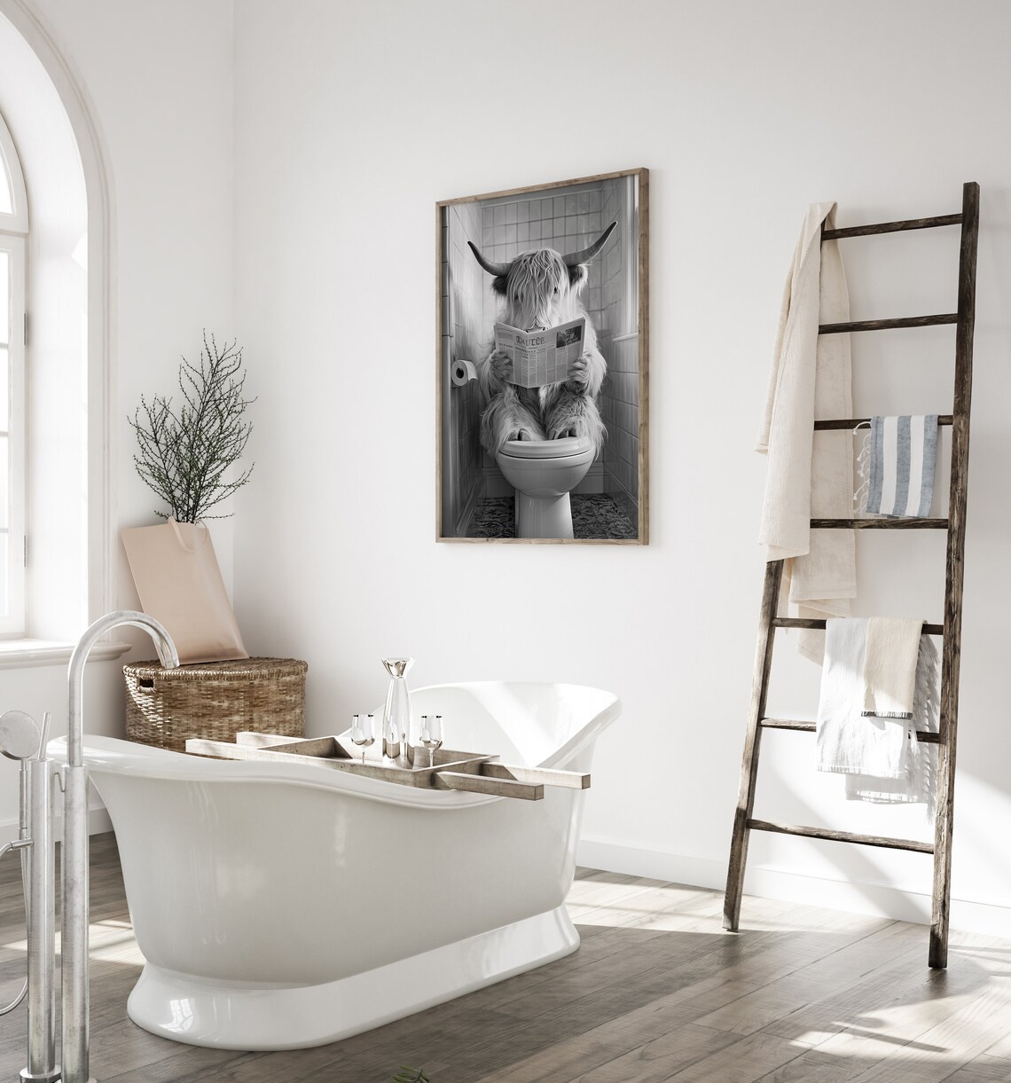 Highland Cow Sitting On The Toilet, Funny Poster - Image 4