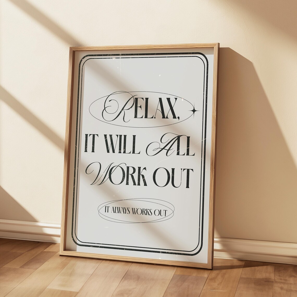 Relax It Will All Work Out Motivational Quote Typography Poster