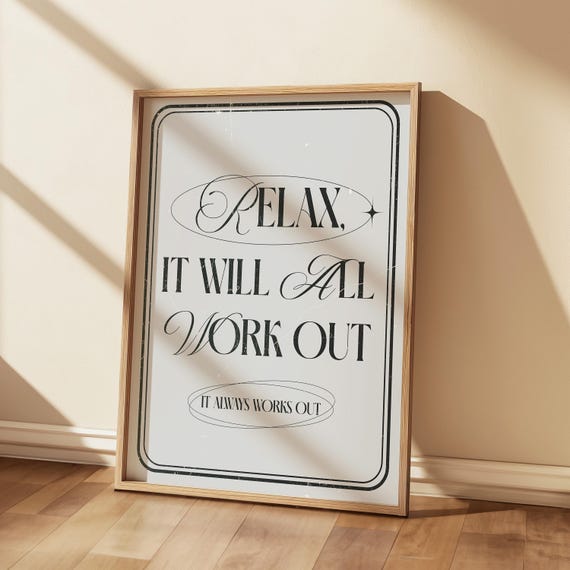 What If It All Works Out Black And White Dorm Room Posters Preppy College Apartment Aesthetic Wall Art Bar Cart Art Y2k Room Decor