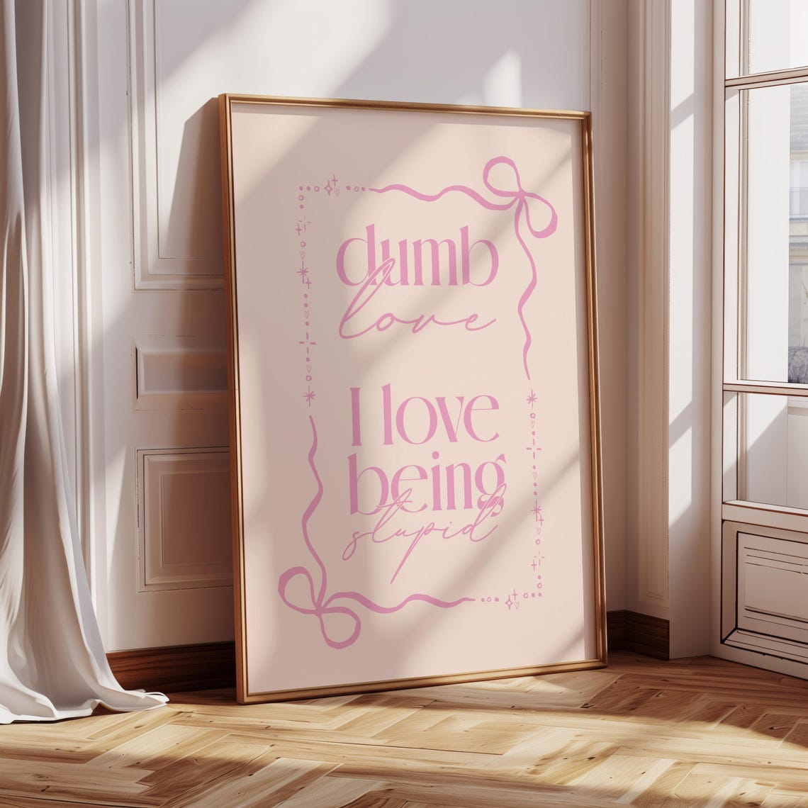 Dumb Love Lyrics Pink Typography Quote Dorm Room Decor Wall Art - Image 2