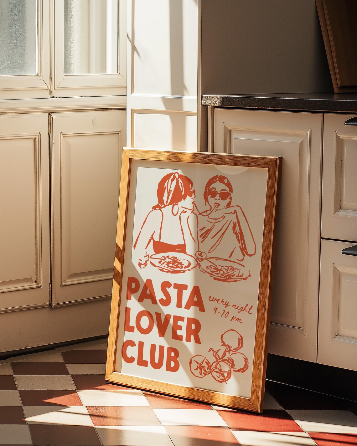 Pasta Lover Club Girls Night Italian Kitchen Hand Drawn Art Print - Image 2