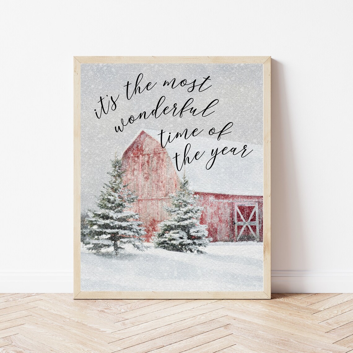 Its The Most Wonderful Time Of The Year Snowy Red Barn Christmas Poster