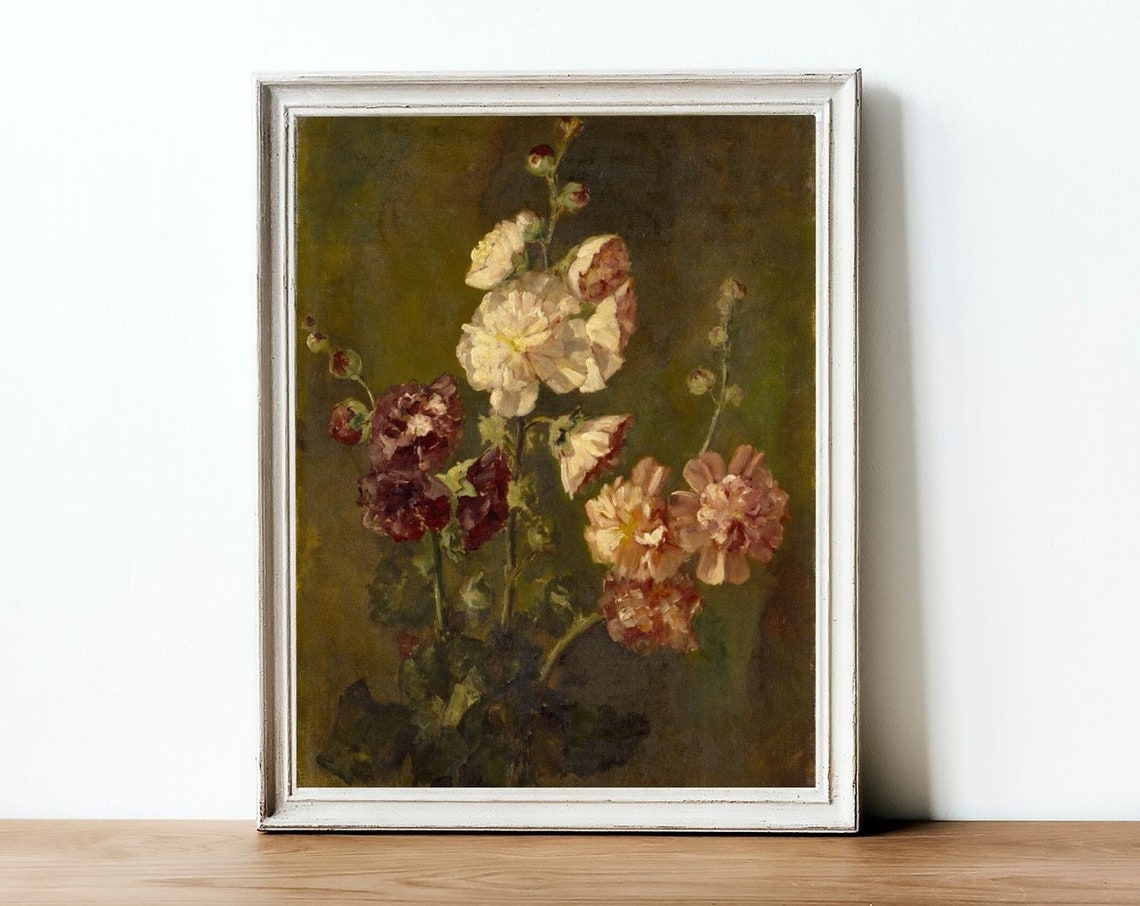 Moody Floral Painting, Vintage French Art Print - Image 2