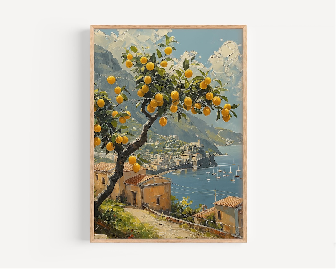 Sorrento Italy Lemon Tree Oil Painting Travel Poster