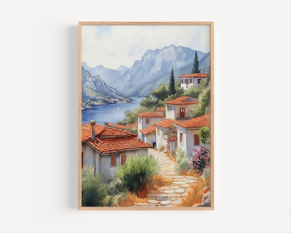 Karditsa Watercolor Poster, Greece Thessaly