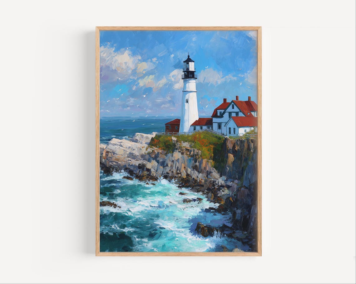 Portland Head Light Maine Lighthouse Coast Ocean Cliffs Poster