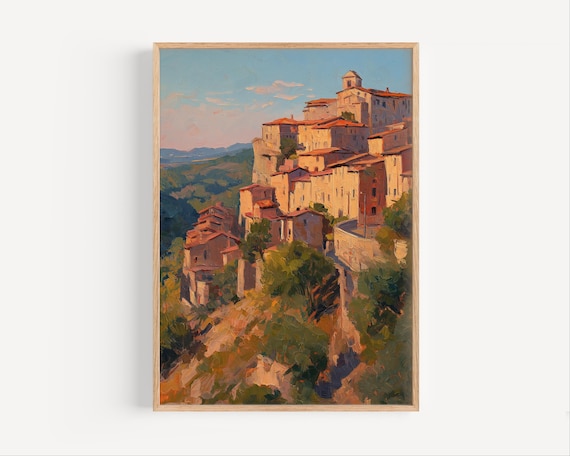 Campobasso Golden Hour Italian Hill Town Oil Painting Poster