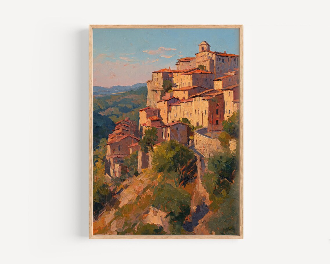 Campobasso Golden Hour Italian Hill Town Oil Painting Poster