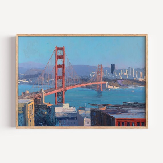 Golden Gate Bridge San Francisco Bay City Oil Painting Poster