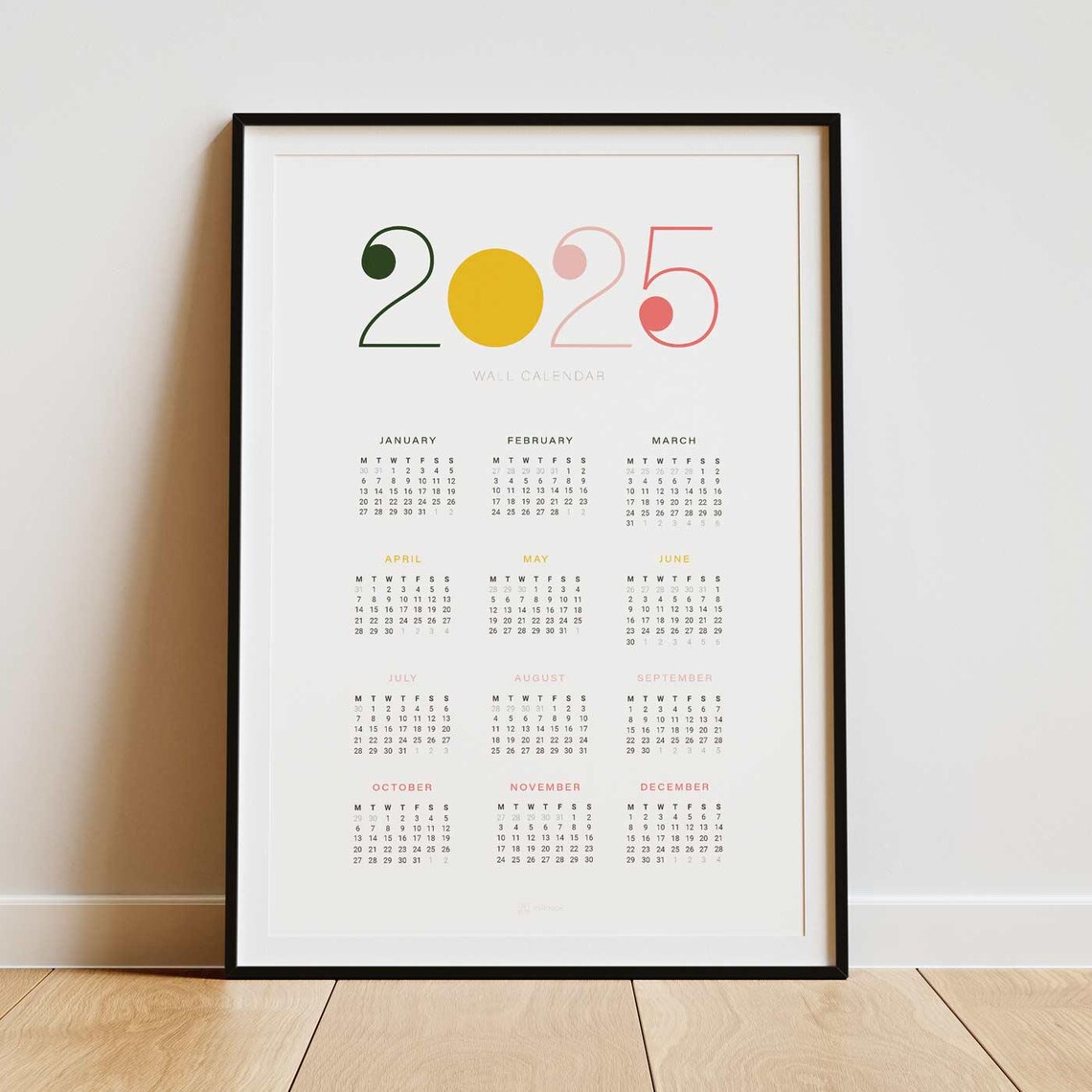 2025 Wall Calendar Minimalist Abstract Art Modern Office Decor