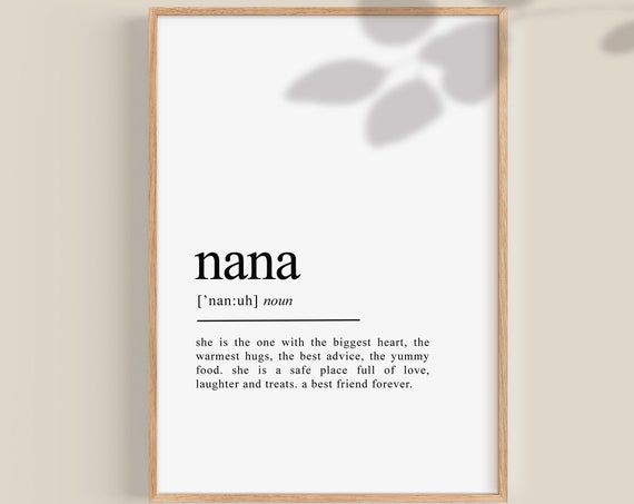 Nana Definition Art Print, Personalized Gift
