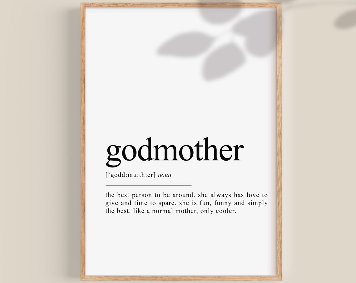 Godmother Definition Quote Print, Gift For Godmother