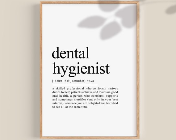 Dental Hygienist Definition Art Print, Dictionary Style
