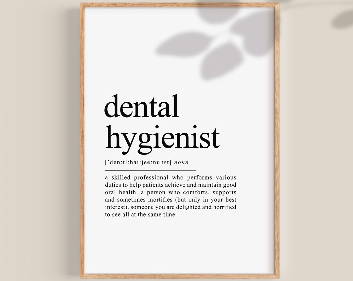 Dental Hygienist Definition Art Print, Dictionary Style