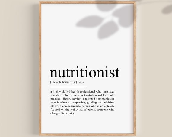 Nutritionist Definition Art Print, Nutritionist Gift