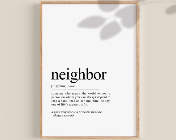 Neighbour Definition Art Print, Christmas Gift