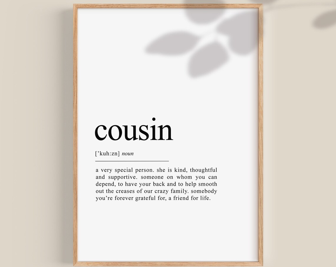 Cousin Definition Print, Personalised Gift Wall Art