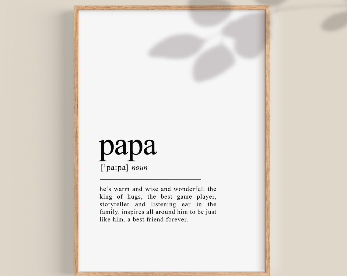 Papa Definition Art Print, Father's Day Gift