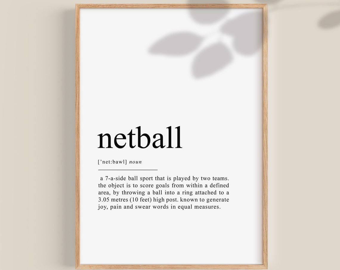 Netball Dictionary Definition Funny Team Sport Gift Poster Art