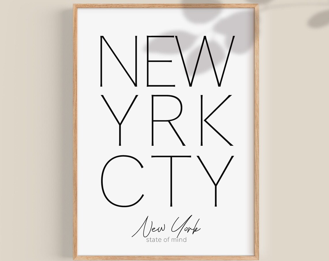 New York City State of Mind Bold Typography Quote Travel Poster