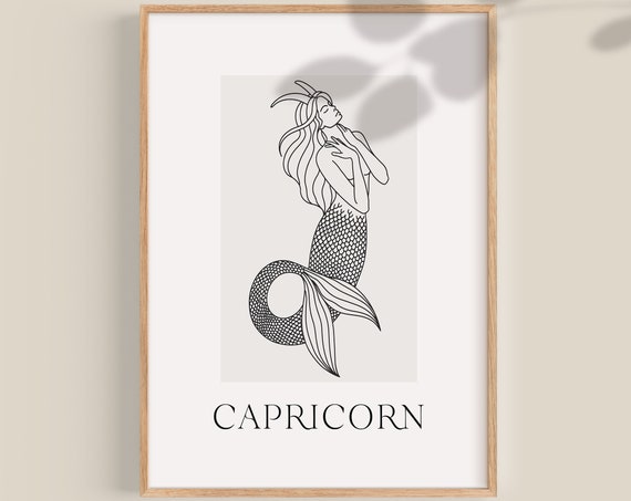 Capricorn Art Print Capricorn Gifts Capricorn Print Capricorn Decor Zodiac Gifts Capricorn Birthday Gift Astrology Gifts