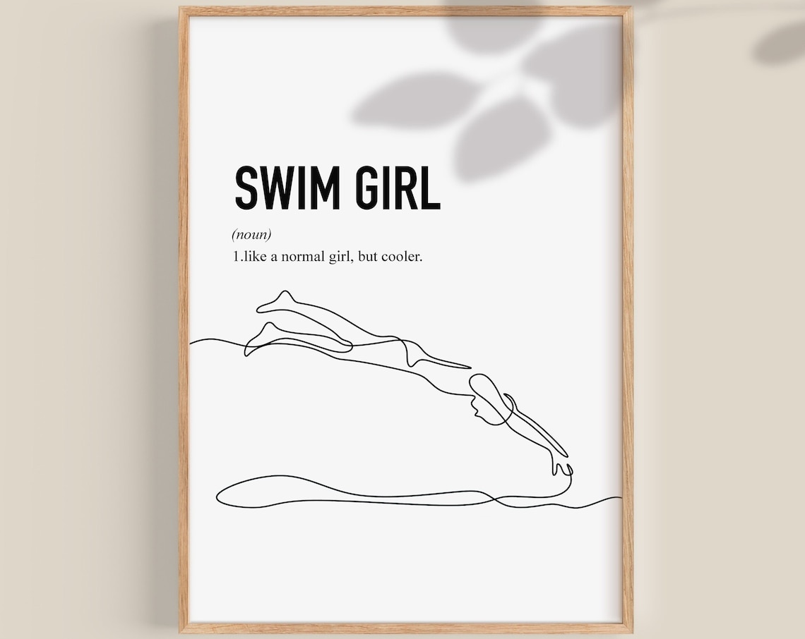 Swim Girl Swimming Art Print, Gift for Swimmer