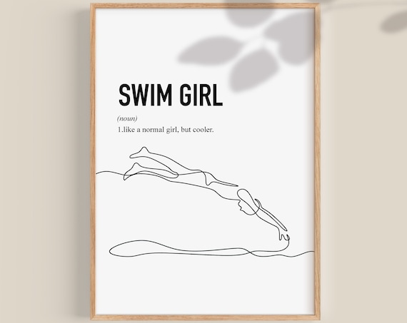 Swim Girl Swimming Art Print, Gift for Swimmer