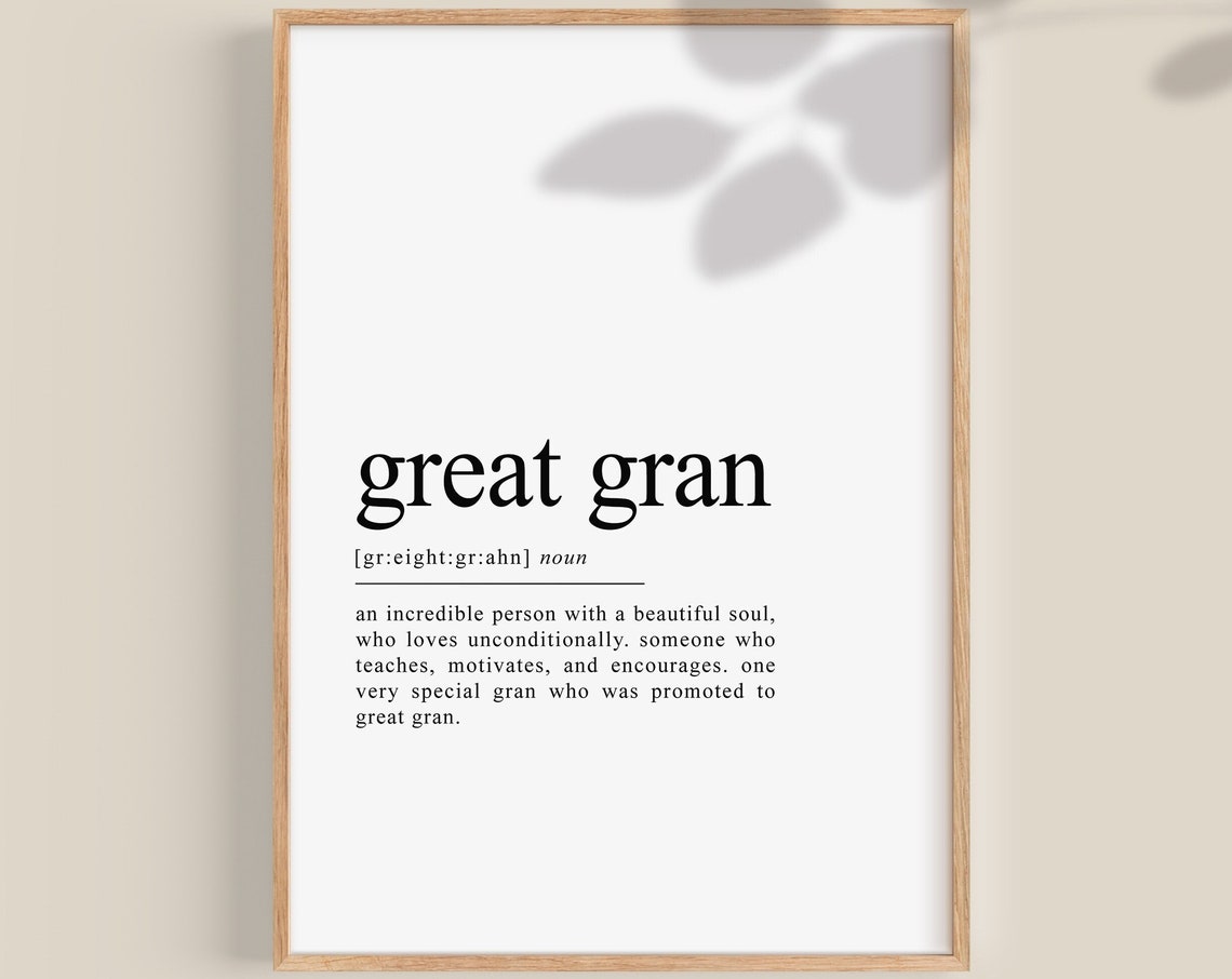 Great Gran Dictionary Definition Sweet Grandma Gift Wall Poster