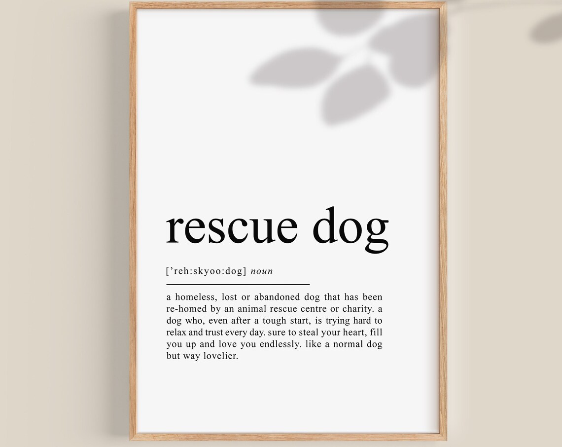 Rescue Dog Dictionary Definition Heartfelt Shelter Word Art Poster