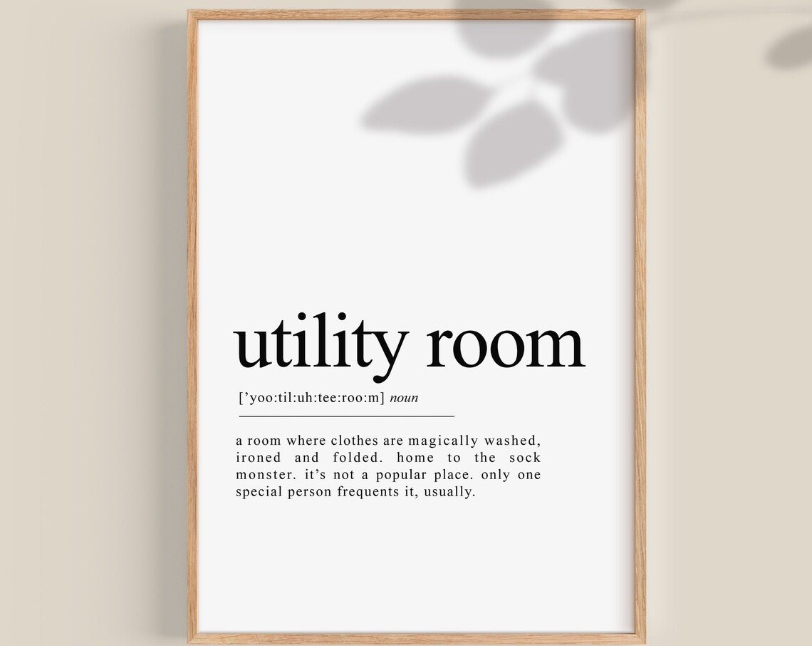 Utility Room Definition Dictionary Art, Laundry Room Sign