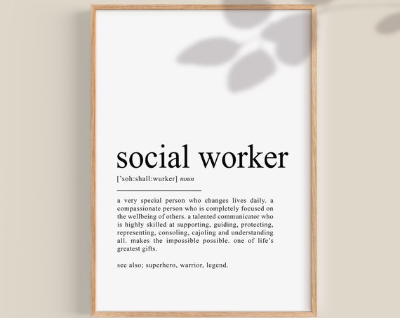 Social Worker Definition Art Print, Graduation Gift