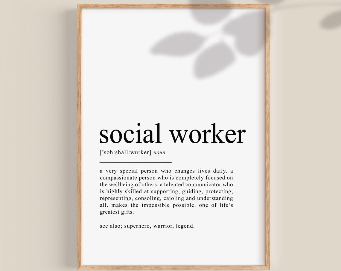 Social Worker Definition Art Print, Graduation Gift
