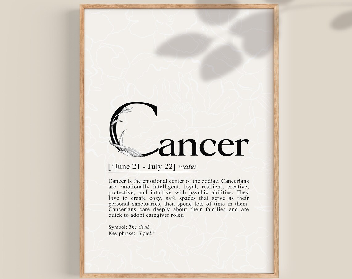 Cancer Definition Art Print, Zodiac Gifts Decor