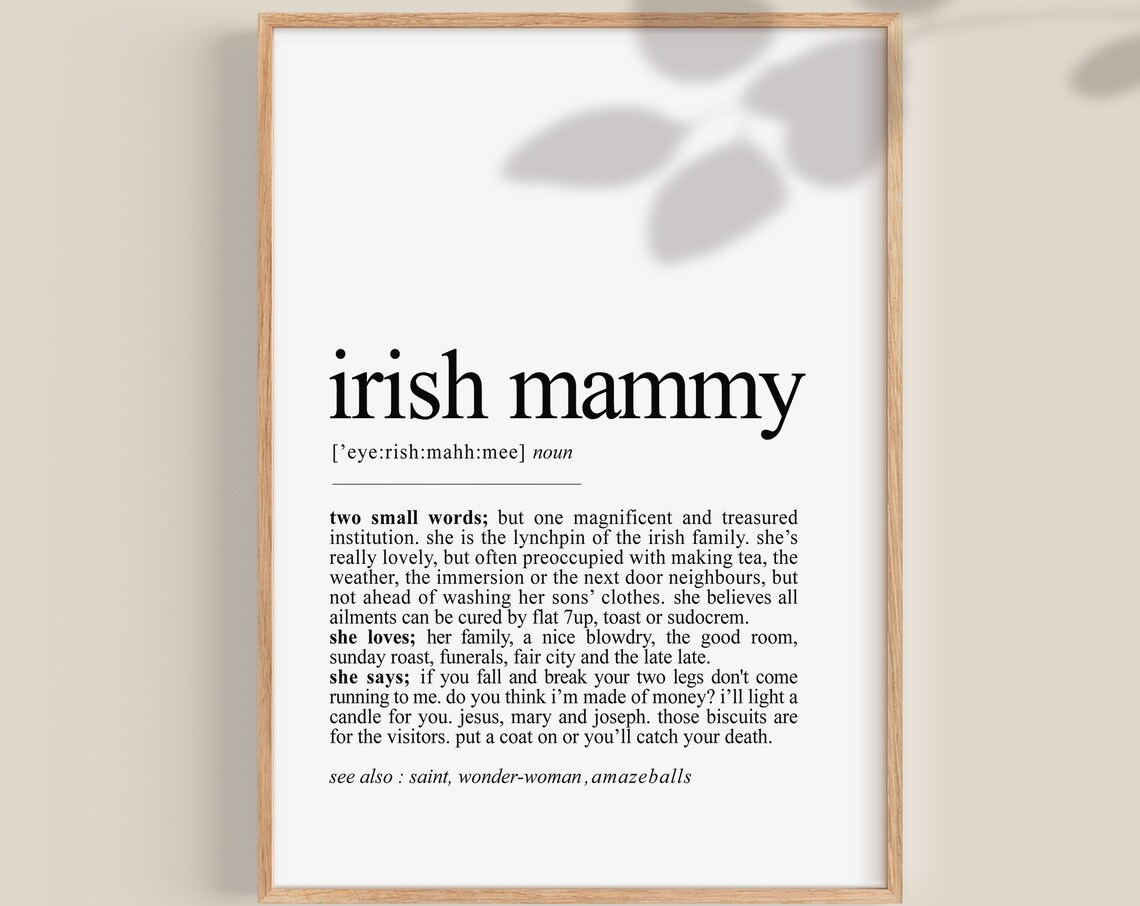 Irish Mammy Definition Print, Funny Irish Gift