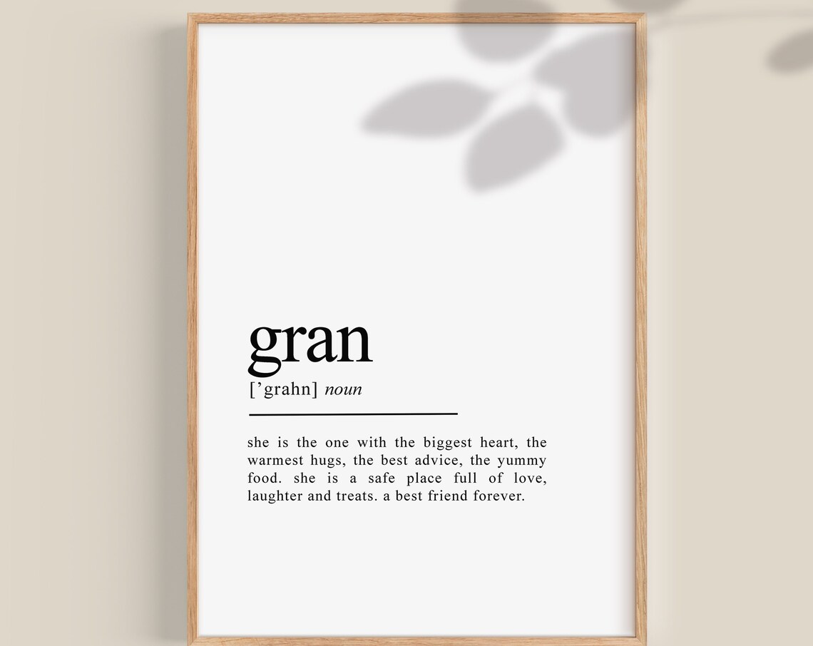 Gran Definition Typography Art Print, Mother’s Day Gift