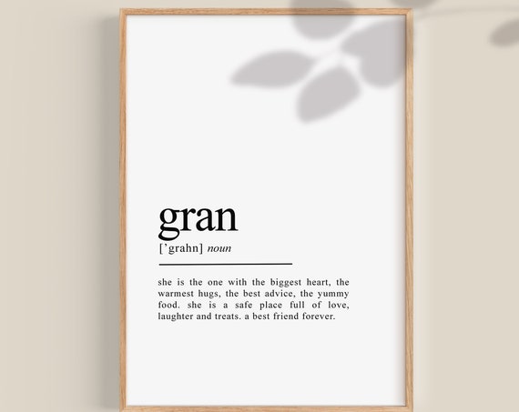 Gran Definition Typography Art Print, Mother’s Day Gift