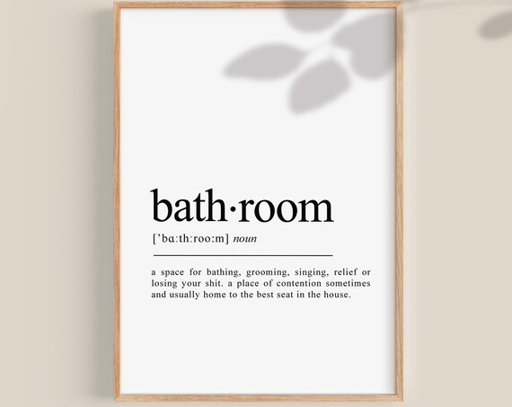 Bathroom Definition Print, Funny Restroom Wall Art