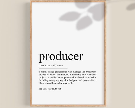 Producer Definition Print, Christmas Gift Wall Art