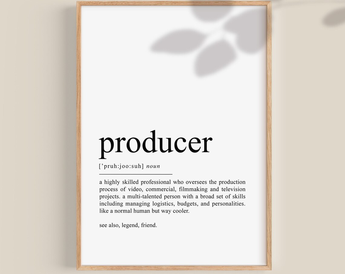 Producer Definition Print, Christmas Gift Wall Art