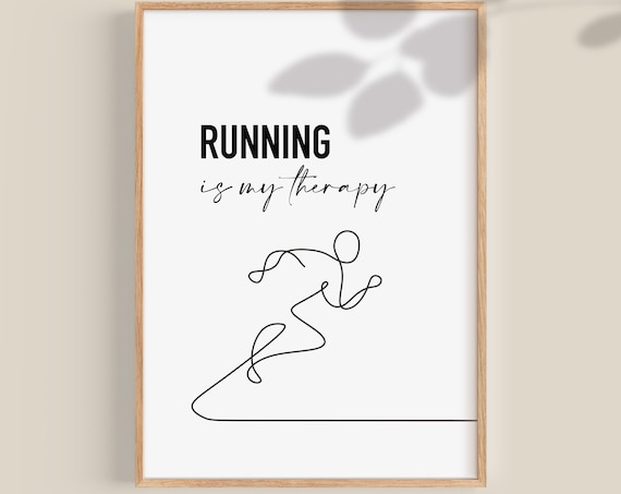 Running Is My Therapy Poster, Gift for Athlete