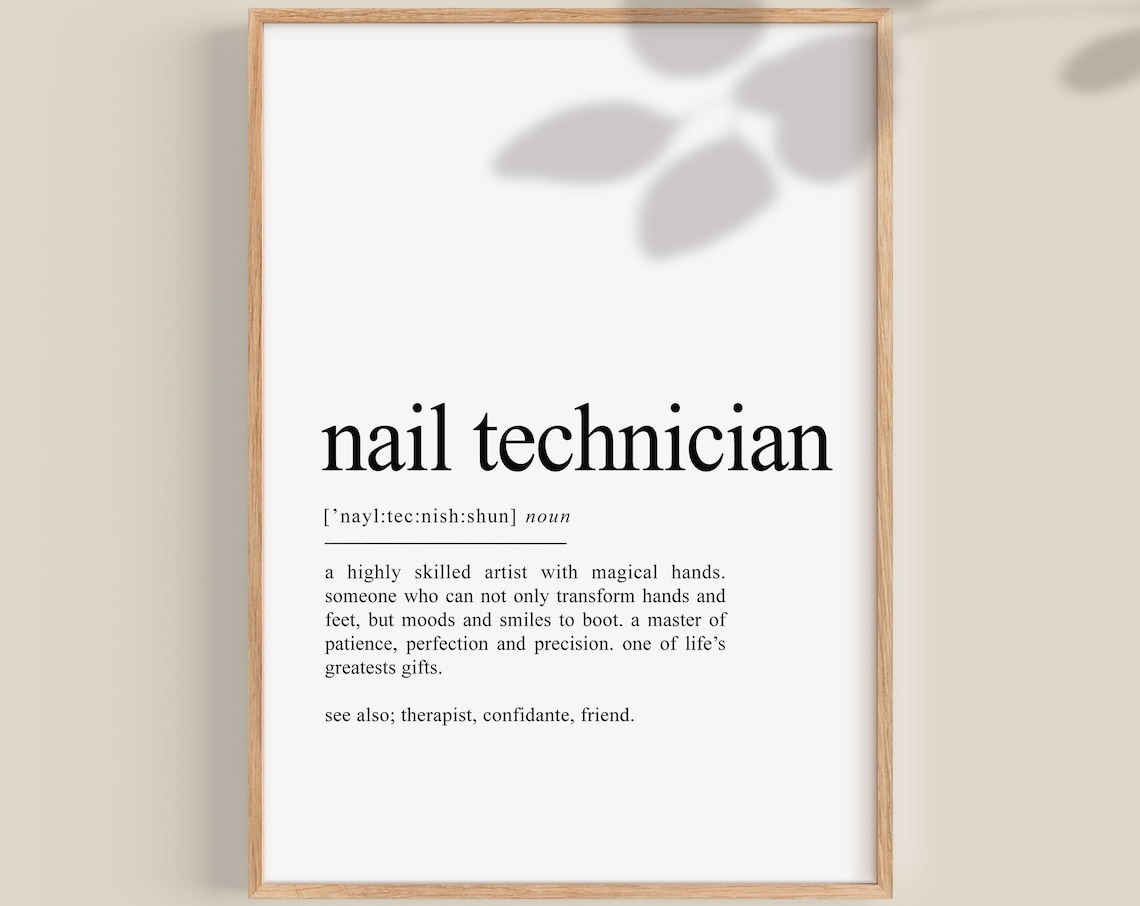 Nail Technician Definition Art Print, Salon Decor